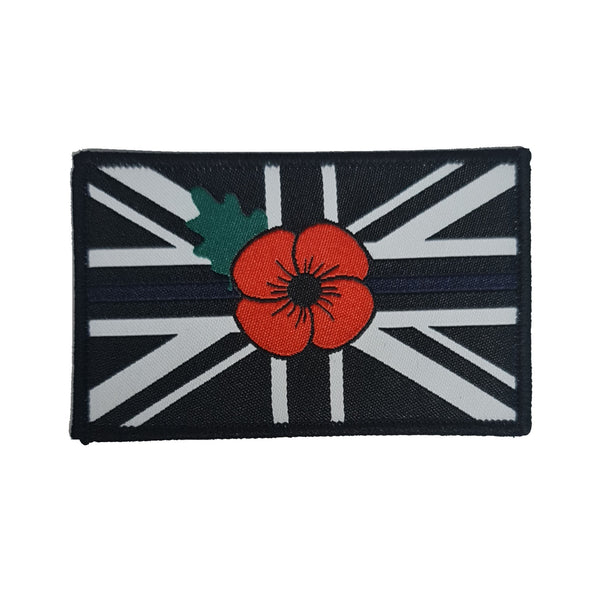 Thin Blue Line / Police / Poppy UJ / Union / Union Jack Flag badge / Patch 50mm x 80mm