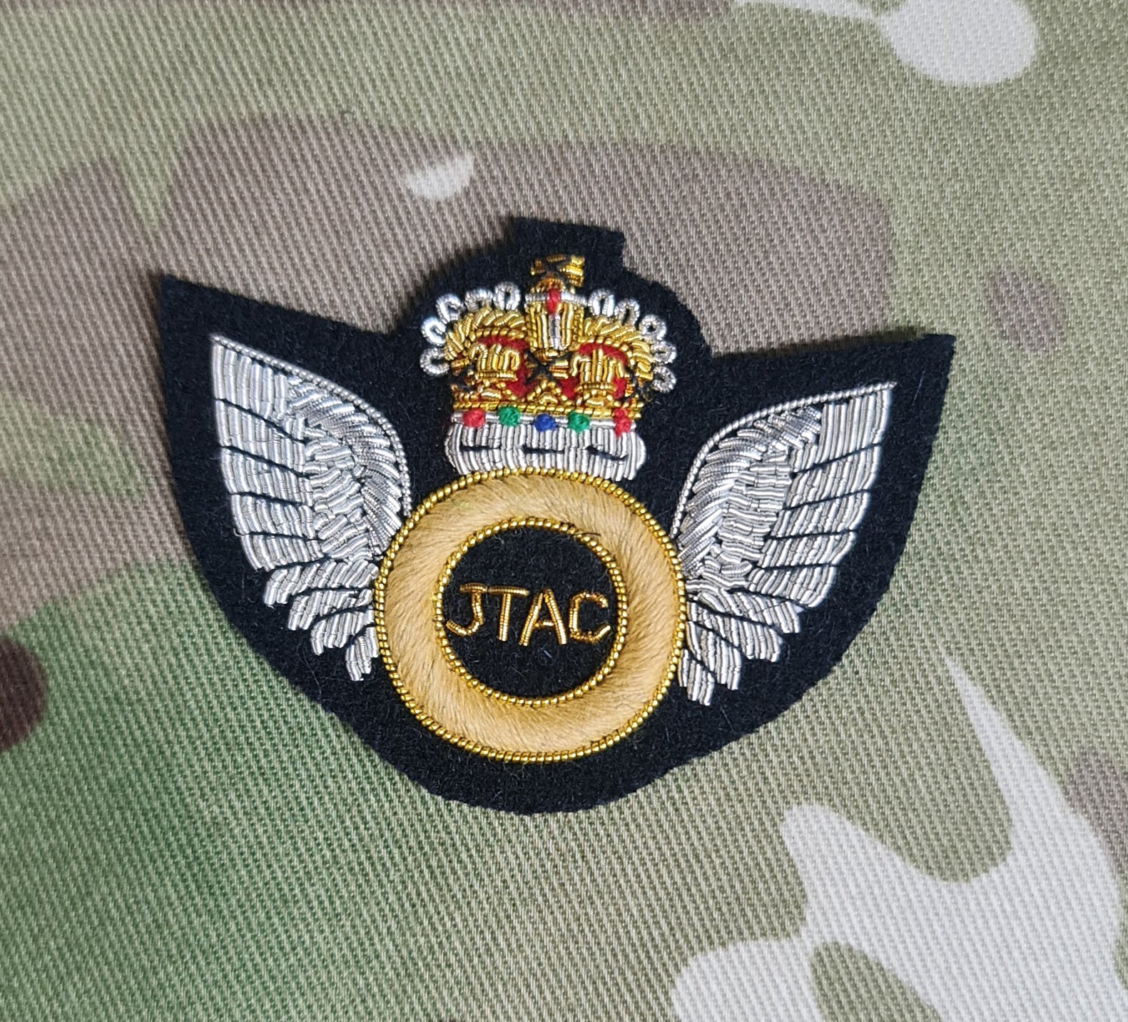 British Qualification Wings - JTAC Joint Terminal Attack Controller -  Bullion Gold on black Mess Dress (EIIR)