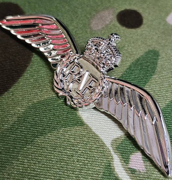 RAF / Royal Air Force Pilots Wings Metal (Kings Crown / CR3) - (Full Size)