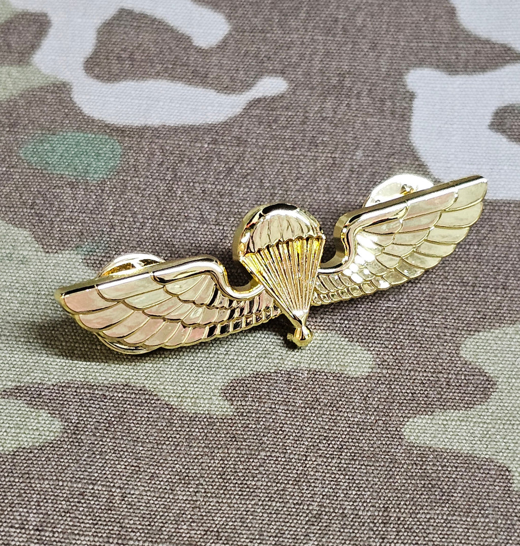 Miniatur-Metallabzeichen der griechischen/griechischen Fallschirmspringer-Sprungflügel – Fortgeschritten (Gold) (Mess Dress)