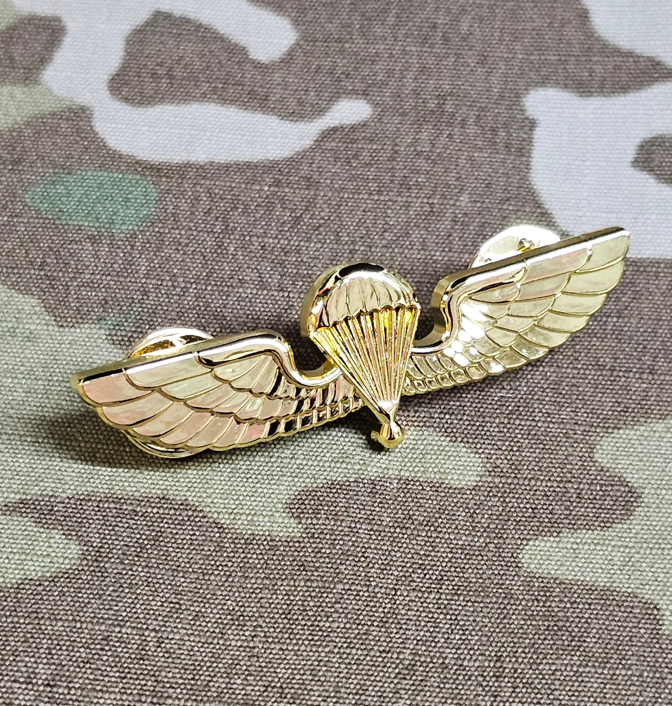 Miniatur-Metallabzeichen der griechischen/griechischen Fallschirmspringer-Sprungflügel – Fortgeschritten (Gold) (Mess Dress)