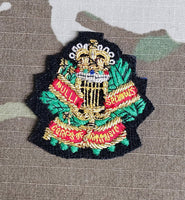 Royal Corps of Army Music RCAM (CAMUS) Offiziers-Barettabzeichen mit Bullion-Stickerei (EIIR)