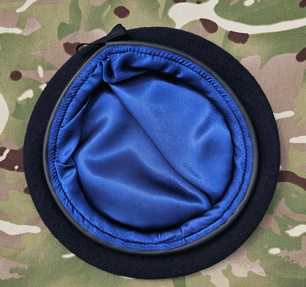 Dark Navy Blue Beret - British Army / Private purchase / Officer Style - Silk Lined, with leather band