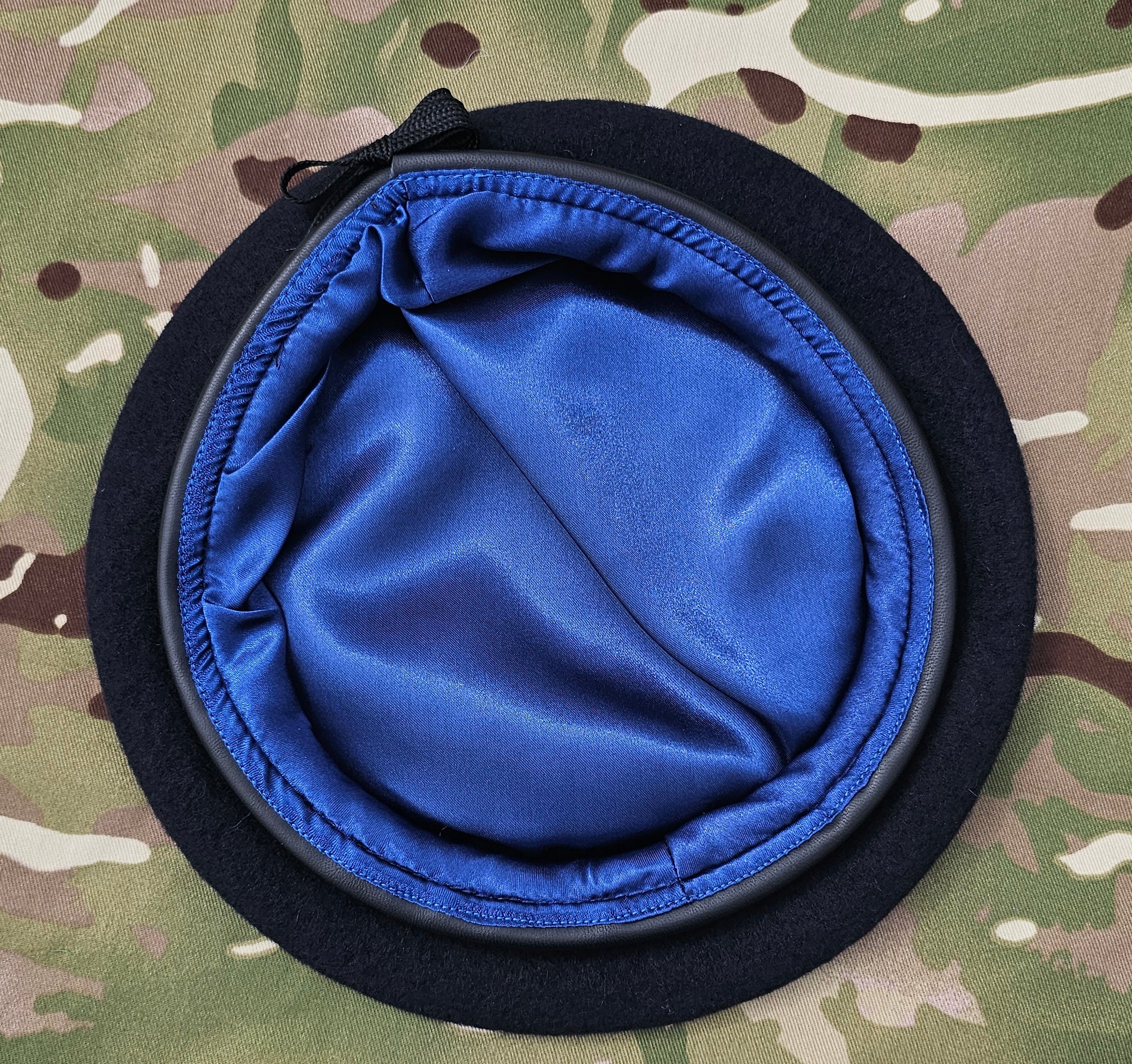 Dark Navy Blue Beret - British Army / Private purchase / Officer Style - Silk Lined, with leather band