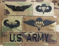 French / France - US (OCP, Regulation Size) Ripstop multicam fabric embroidered Parachutist wing jump patch / badge