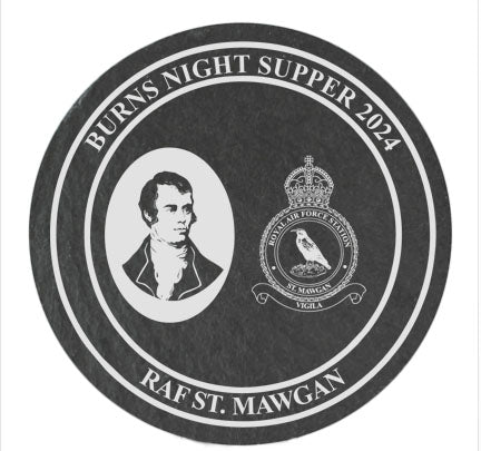 Robert 'Robbie' Burns Night - Personalisierte gravierte Schieferuntersetzer - Mess Dinner Logo Untersetzer