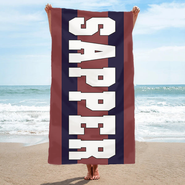 Royal Engineers / Sapper / spr / ubique - Towel Fully Printed beach 70cm x 140cm (Retro Design)