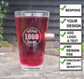 Engraved Personalised Bullet Pint Glass - Free Engraving / Your Design
