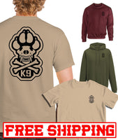 K9 Dog T-SHIRT HOODIE SWEATSHIRT skull and crossbones