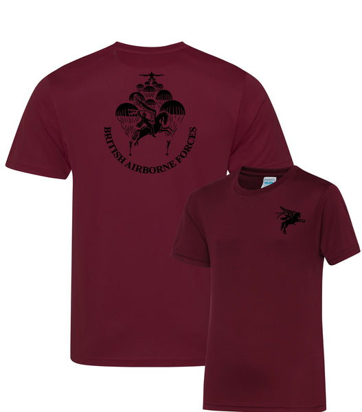 British Airborne Forces ABF - Wick Away Sports Moisture Double Printed T-Shirt - Para hercules wings pegasus parachutist para