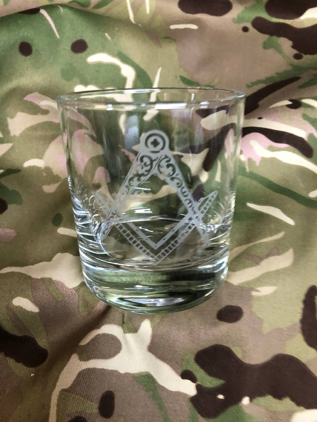 Engraved Freemason (Mason / Masonic) Tumbler Whiskey Tumbler Glass 330ml - we can do any design - low ball glass - old fashined style