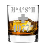 mash 4077 - Engraved Whiskey Tumbler Glass 330ml - we can engrave any design - Vietnam / mobile hospital / US Army / Field Hospital