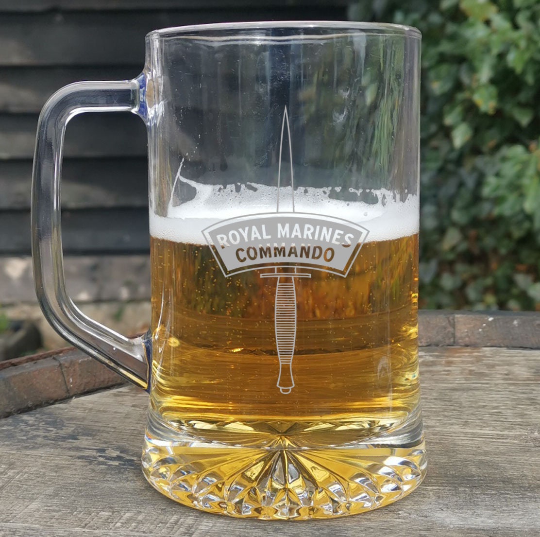 RM do Royal Marines Commando Dagger - beer pint glass tankard 660ml logo glass tumbler engraved sandblast - we can engrave any design
