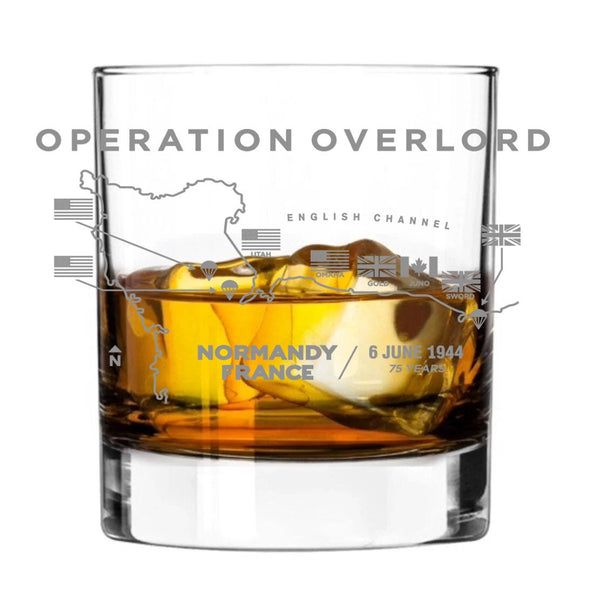 operation overlord / d-day 1944 ww2 - Engraved Whiskey Tumbler Glass 330ml - we can engrave any design