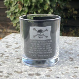 Hoist The Black Flag / Pirate - Engraved Whiskey Tumbler Glass 330ml - we can engrave any design - H. L. Mencken quote