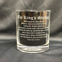 The Kings Shilling / The story / history - Engraved Whiskey Tumbler Glass 330ml - we can engrave any design -recruitment - army - victorian