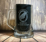 Fallshirmjager German Paratrooper - beer pint glass tankard 660ml logo glass tumbler engraved sandblast - we can engrave any design