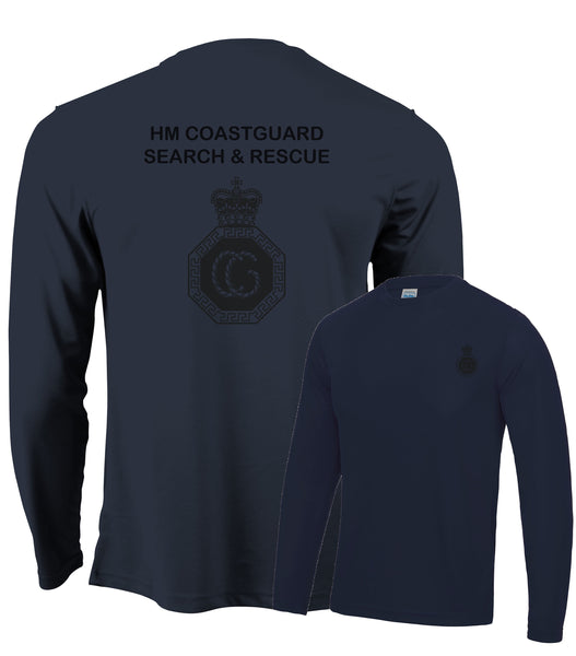 HM Coastguard Search and Rescue Double Printed Wicking Wick Away Sports Moisture Tshirt - Long Sleeve Tshirt - Polo