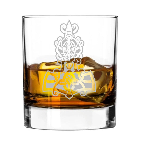 Thors hammer celtic design norse mythology viking - Engraved Tumbler Whiskey Glass Tumbler Glass 330ml