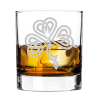 Shamrock / 3 leaf clover, celtic design ireland irish paddy - Engraved Tumbler Whiskey Glass Tumbler Glass 330ml