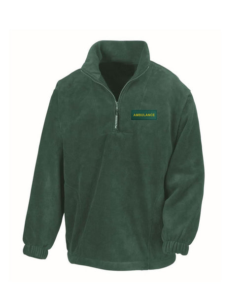 Ambulance Woven Badge / patch - Fleece 1/4 Zip Jacket - Sewn NHS/ ambulance service / paramedic/ student paramedic / Medical Green