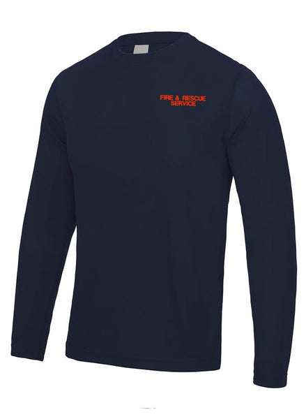 Embroidered Fire & Rescue Service Motif - Long Sleeve cool wick away lightweight base layer- 1st responder - Search and rescue