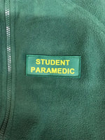 Student Paramedic Woven Badge/ patch - Micro Fleece Full Zip Jacket - Sewn NHS/ambulance service/paramedic/student paramedic/Medical Green