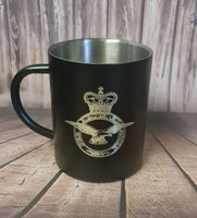 Royal Air Force - Engraved Stainless Steel Black Powder Coated Thermal Mug / Cup 400ml | RAF |