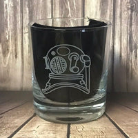 divers helmet navy / royal engineer - Engraved Whiskey Tumbler Glass 330ml - we can engrave any design