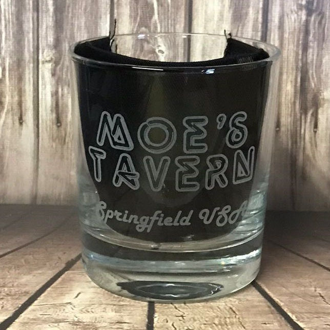 Moes Tavern - Engraved Whiskey Tumbler Glass 330ml - we can engrave any design