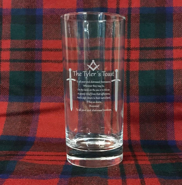 Tylers Toast / freemason / masonic / scottish rite - Engraved Hi Ball / Tall Tumbler / tall mixer Glass 290ml