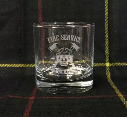 Fire Service Search & Rescue logo / motif - Engraved old fashioned style Whiskey Tumbler Glass 330ml - we can engrave any design