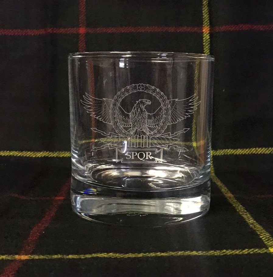 Roman Empire - Engraved Whiskey Tumbler Glass 330ml - we can engrave any design - Roma / Roman Senate / Senatus Populusque Romanus / SPQR