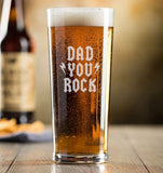 dad you rock - Engraved Contemporary Slim Conical Pint Glass 570ml - Free Engraving / Your Design engraved sandblast