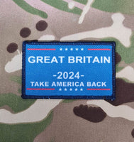 50mm x 80mm Patch Badge - political - satire - comedy - fun - joke - Great Britain Make America Great