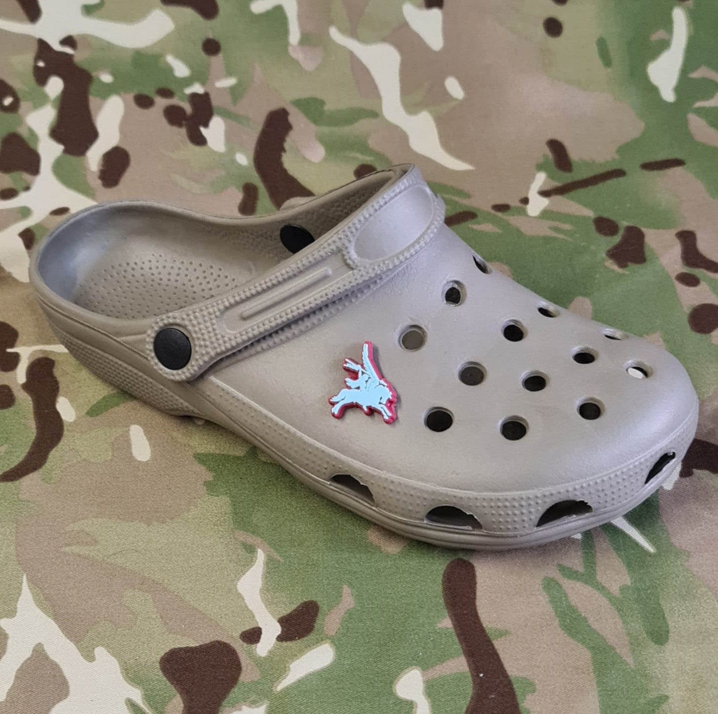 NEW Adult - Camo / Tan PVC Clog - Add jibbitz / chrams to customise - Outdoor / shower / camping footwear shoes -Sizes 6-11