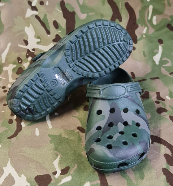 NEW Adult - Camo / Tan PVC Clog - Add jibbitz / chrams to customise - Outdoor / shower / camping footwear shoes -Sizes 6-11