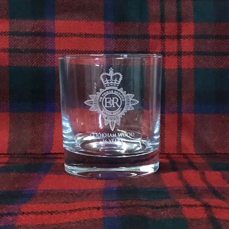 HM Prison Service - Engraved Whiskey Tumbler Glass 330ml - we can engrave any design - warden / detention / custody / HMP