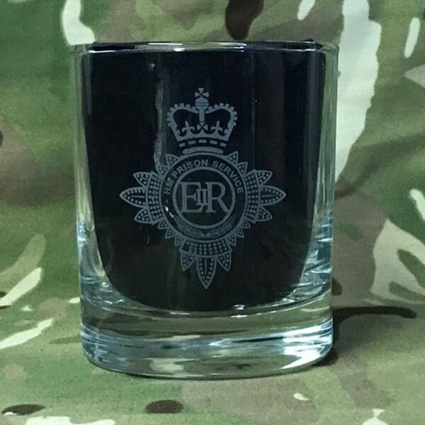 HM Prison Service - Engraved Whiskey Tumbler Glass 330ml - we can engrave any design - warden / detention / custody / HMP