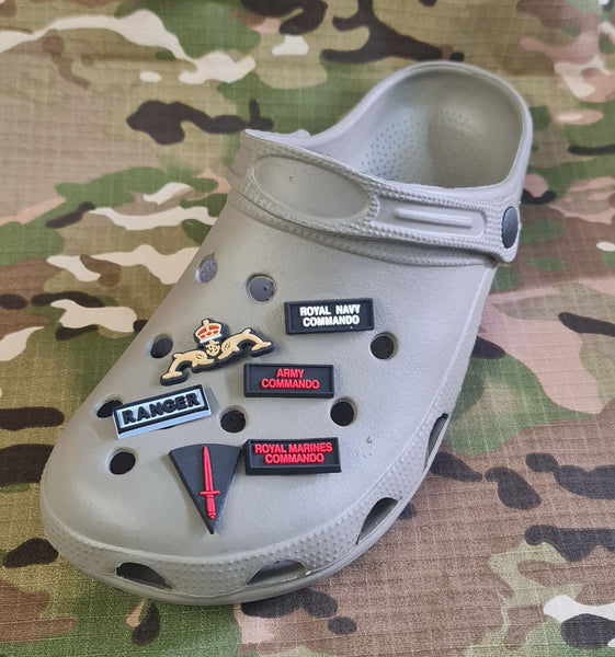 Croc / clog / water shoe - novelty charm / gem / jibbitz logo customise your army / navy / royal marines commando - footwear here