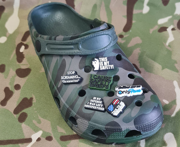 Croc / clog / water shoe - novelty charm / gem / jibbitz logo customise your - footwear here - Morale / Tactical / Funny / Joke