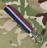 Regimental Belt Loop - Key Ring Nickel chrome spring loaded keyring- Choose Your Design