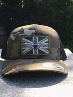 Subdued Parachute regiment - union jack / flag patch stitched cap Hat Flexfit yupoong multicam Camouflage classic trucker style snapback