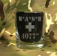 mash 4077 - Engraved Whiskey Tumbler Glass 330ml - we can engrave any design - Vietnam / mobile hospital / US Army / Field Hospital