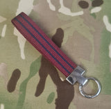 Regimental Belt Loop - Key Ring Nickel chrome spring loaded keyring- Choose Your Design