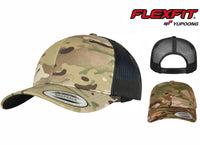 Subdued union jack / flag - Skull patch stitched cap Hat Flexfit yupoong multicam Camouflage classic trucker style snapback