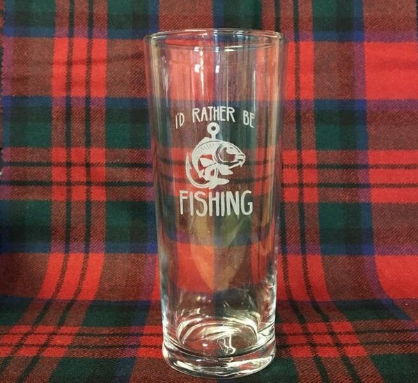 Rather be fishing - Engraved Hi Ball / Tall Tumbler / tall mixer Glass 290ml