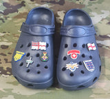 Croc / clog / water shoe - novelty charm / gem / jibbitz logo customise your tactical military footwear here - DZ / TRF / PARA