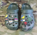 Croc / clog / water shoe - novelty charm / gem / jibbitz logo customise your tactical military footwear here - DZ / TRF / PARA