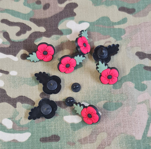 poppy lapel pin rubber pvc unique - badge - brooch - lapel pin - Regimental - motif - para wings - commando Dagger - pegasus